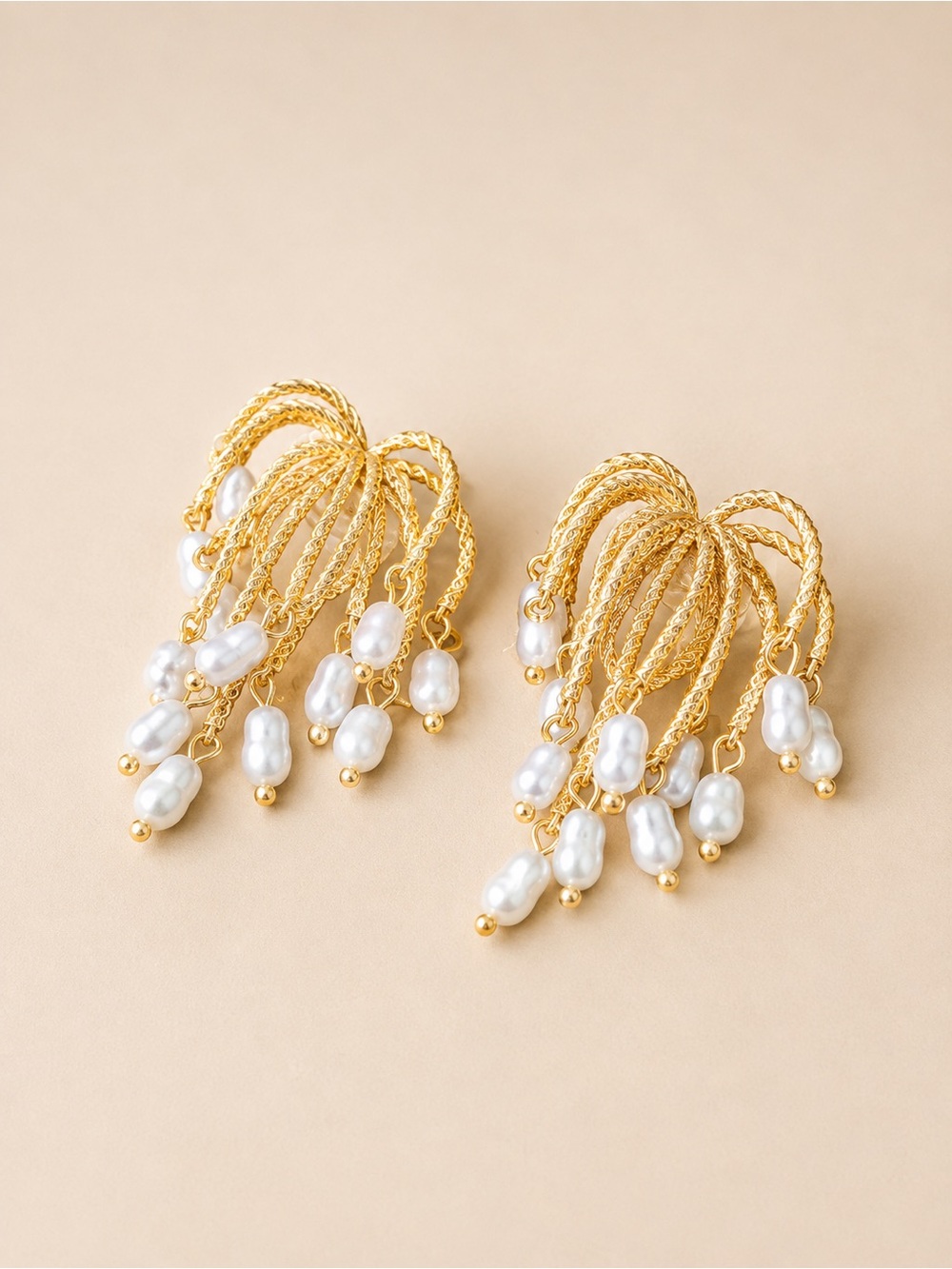 Vintage Gold Pearl Cascade  Earrings